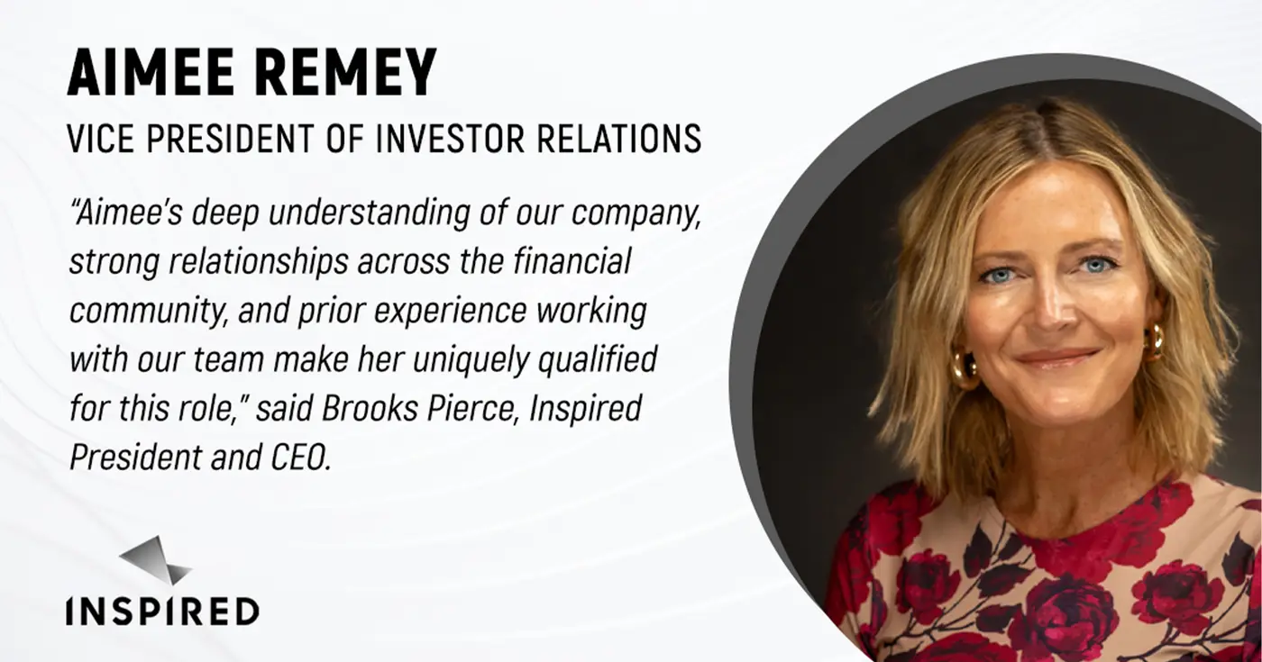 Inspired Entertainment Names Aimee Remey as Vice President of Investor Relations